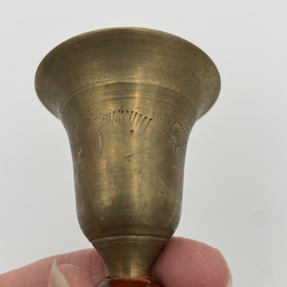 Vintage Hand Bell Schoolhouse Brass Wood 6" Etched‎ Teacher Bell Cottagecore - Picture 6 of 11